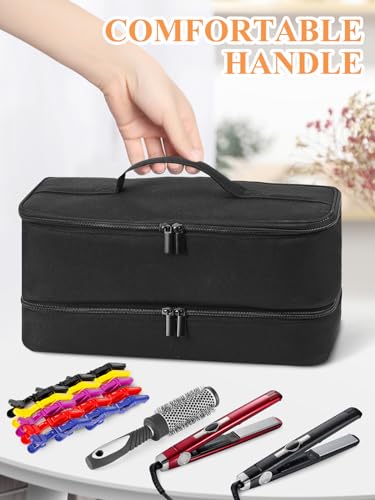 Black Hair Dryer Travel Bag: Double-Layer Storage Organiser for Shark FlexStyle Hair Styler - Waterproof Organiser Storage Shark FlexStyle Storage Case for Hair Dryer Brush/Hair Curler (Bag Only) - Image 6