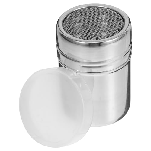 Holibanna Powdered Sugar Shaker Duster Lid, Small 6.5x8cm Stainless Steel Cocoa and Chocolate Sprinkles Dispenser for Cappuccino and Coffee Baking