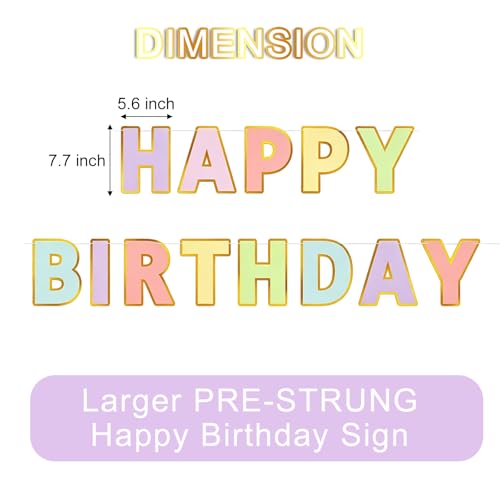 Image of Fecedy Macaron Superlarge Alphabet Happy Birthday Banner Bunting Pre-Strung No DIY for Birthday Party Decorations