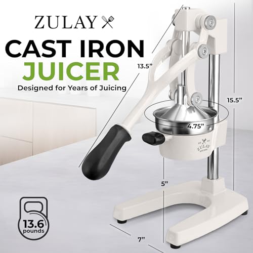 Image of Zulay Kitchen Cast Iron Juicer - Heavy Duty Manual Juicer with Detachable Strainers for Easy Cleaning, Orange Juice Press for Citrus Fruits, Perfect for Bartenders, Juice Lovers & Health Enthusiasts