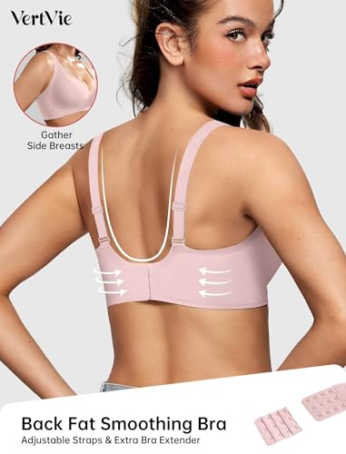 Image of Vertvie Jelly Wireless Bras for Women Push Up Plunge Seamless T-Shirt Bras No Underwire Supportive Full Coverage Bralettes