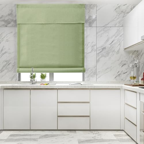 WdFour Triple Layers,UV Protect,100% Light Block, Multi-use, no Noise, Easy Installed Door Curtains, Adjustable Roller Shade, Window Blind, for Office, Wards and Home(30" Wx42 L,Matcha,Pack of 1)