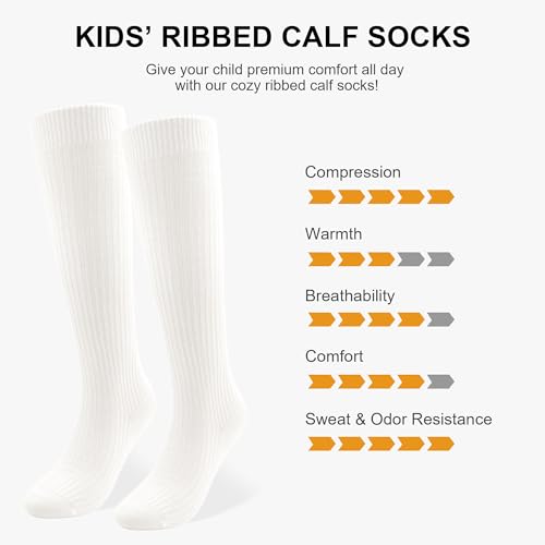 Stelle Girls Knee High Socks Cotton School Uniform Socks 3 Pairs Long Soft Seamless Sock for Kids Toddler 3-12 Years2