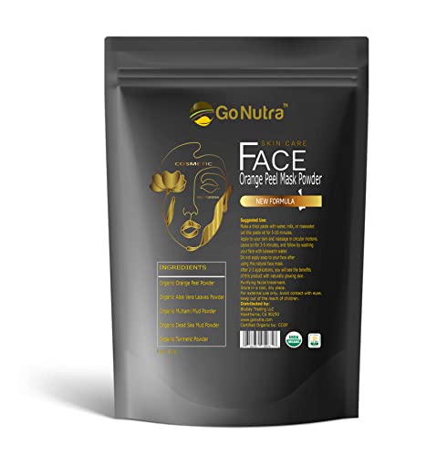 Orange Peel Facial Mask Powder Organic Special Formula with Aloe Vera, Turmeric, Dead Sea Mud, Multani Mud for Glowing Skin Anti-Aging Face Cleansing
