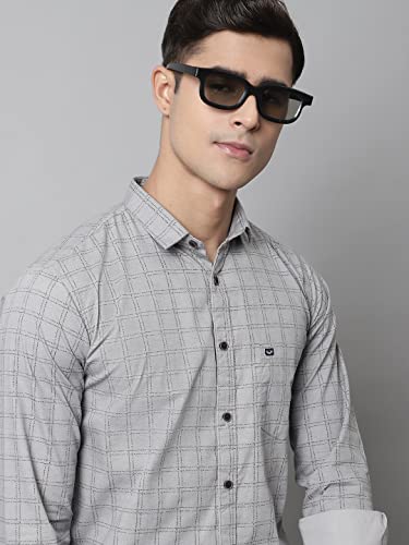 Image of Majestic Man Cotton Checkered Slim Fit Casual Shirt For Men