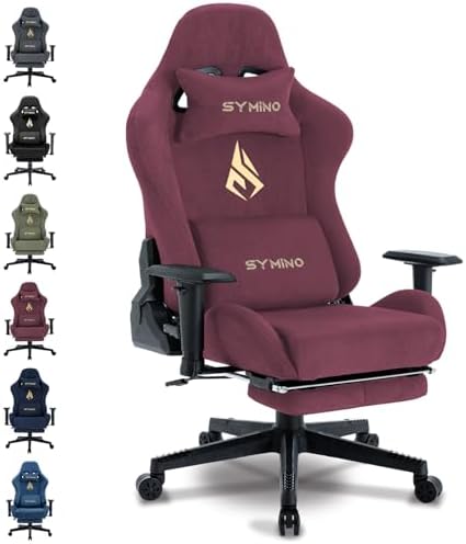 Bild 11 - Symino Gaming Stuhl, Atmungsaktiver Bürostuhl aus Hochwertigem Stoff, So Weich Wie Pelz, Ergonomischer PC-Stuhl, Verstellbarer und Drehbarer Schreibtischstuhl mit Fußstütze, Grau
