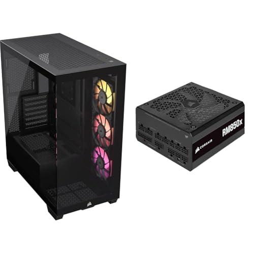 Image of CORSAIR iCUE Link 3500X RGB Mid-Tower ATX PC Case + CORSAIR RM850x Fully Modular ATX Power Supply - Black
