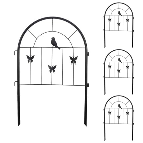 4 Palizzata in Metallo Recinzione Giardino, Recinzione per Cani, Barriera per Animali da Giardino, HxL: 70 x 188 cm, Design Bello Robusto e Affidabile Resistente