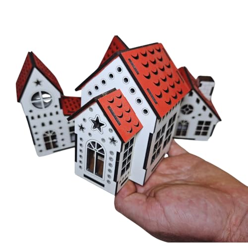 Conjunto de 4 Casinhas de Natal Decorativas com Velas LED – Iluminação Natalina para Mesa, Prateleir