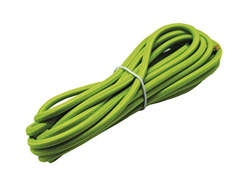Cable decorativo de tela 2x0.75mm, 5 metros, color verde, ideal para iluminación y diseños en hogar y eventos.
