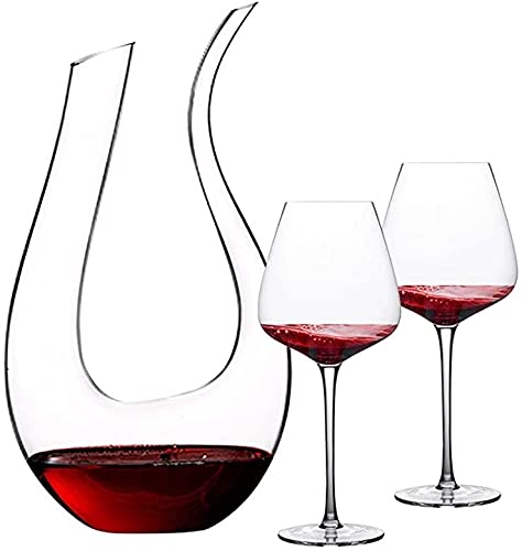 ZRDSZWZ - Set di 2 bicchieri da vino rossi con un decanter in cristallo (colore: B)