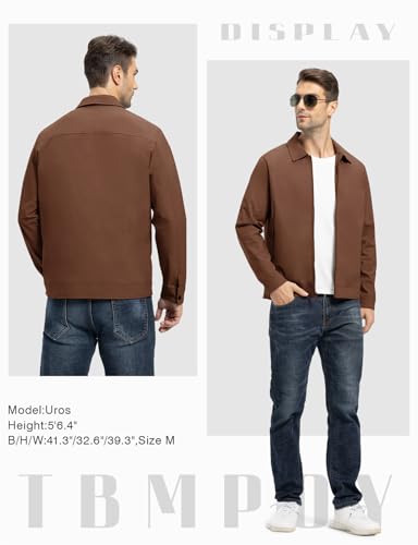 Image of TBMPOY Mens Lightweight Jackets Light Windbreaker Full Zip Casual Work Jacket Golf Business Fall Track Coat with Pockets