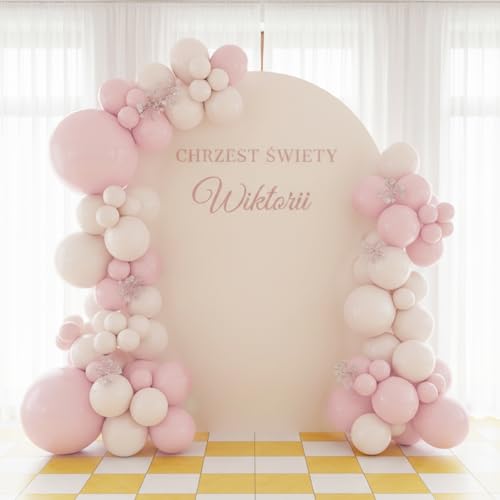 Image of RUBFAC Pale Pink Balloons 129pcs Different Sizes Pack of 18 12 10 5 Inch, Latex Light Baby Pastel Pink Balloon Garland Arch Kit for Baby Shower Engagement Bachelorette Wedding Birthday Party