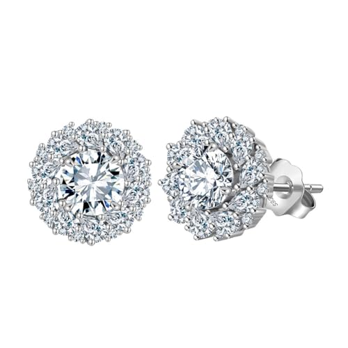 Boucles d'oreilles argent 925 zircon ronde élégante pour le style de tous les jours