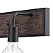 GLOBE Electric 51863 Auckland 5-Piece All-in-One Bathroom Set, Black, Faux Wood, 3-Light Vanity Light with Seeded Glass Shades, Towel Bar, Towel Ring, Robe Hook, Toilet Paper Holder