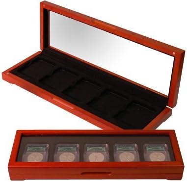 First Commemorative MintWood Display Box for 5 Graded Coins