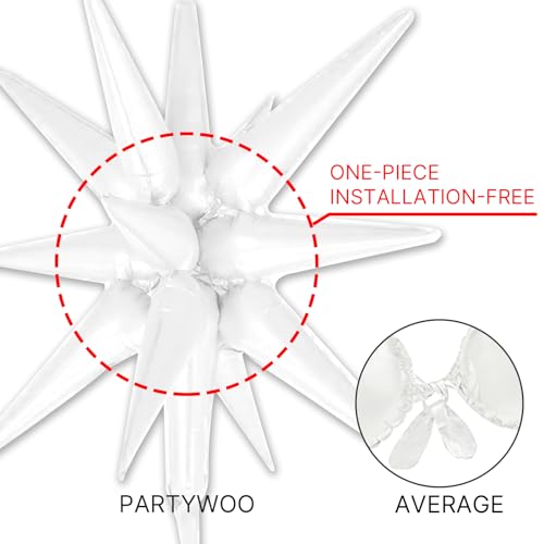 Image of PartyWoo White Star Spike Balloons 10pcs Explosion Foil Mylar Balloons