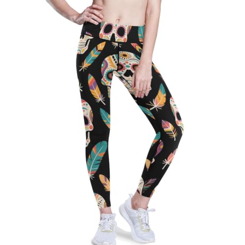 Leggings de compresión para correr pantalones de yoga deportivos mujer calaveras XS-XXL