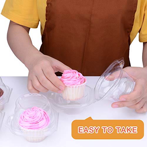 Himetsuya Cupcake Boxes Individual Cupcake Containers, 50 Packs Regular Single Cupcake Holder High Topping For Muffins, Thicker Stackable Plastic Cupcake Carrier For Party (50 Pack) #TOP5