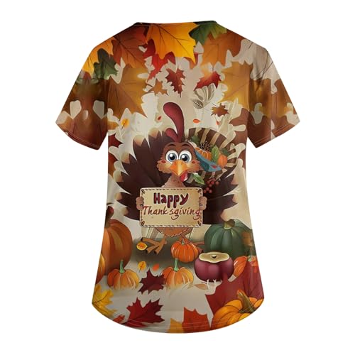 OIOLOYJM Halloween Christmas Scrub Tops Women Printed V Neck Short Sleeve Plus Size Scrubs for Womens Shirts with Pockets