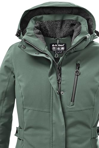 killtec Damen Funktionsparka/Parka mit abzippbarer Kapuze KOW 165 WMN PRK, grüngrau, 36, 37726-000, grün/grau