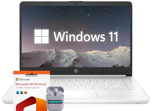 HP 14インチビジネスノートパソコンコンピューター、Windows 11 Home 16GB RAM 576GB ストレージ (64GB eMMC+512GB SDカード)、Intel Celeron N4120プロセッサ、1年間のMicrosoft O