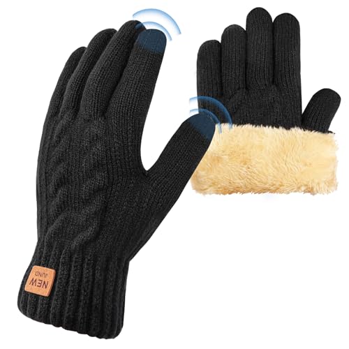 flintronic Winterhandschuhe, Touchscreen Handschuhe, Strick Fingerhandschuhe, Winterhandschuhe, Sport Warm und Winddichtfür, Geeinget für Damen und Herren, für Skifahren Radfahren und SMS