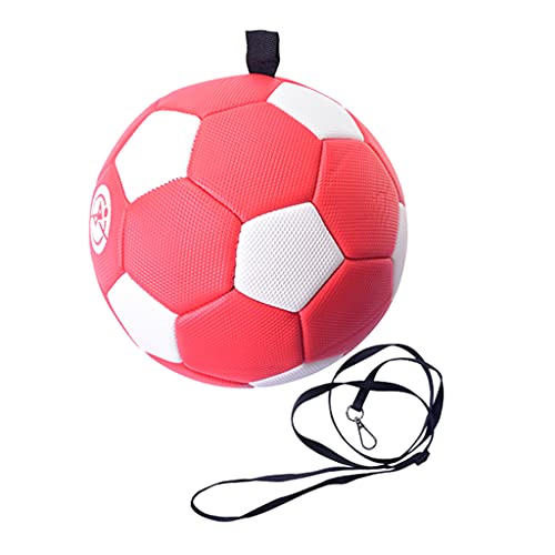 lazyfun For Smart Football With Tether For Juggling Foot Control Kicking Practice Adjustable Cord Outdoor Soccer Equipment Soccer Training Aids For Teens, 3# red and white