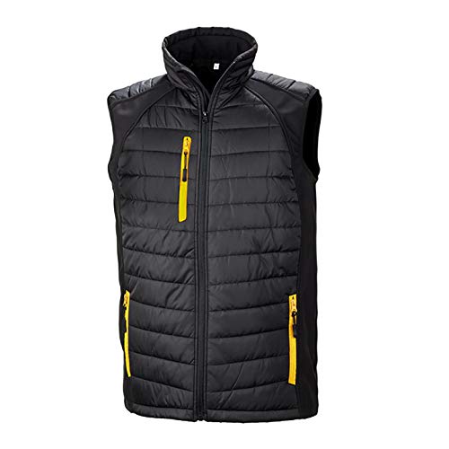 Result Unisex Adult Compass Softshell Gilet (S) (Black/Yellow)