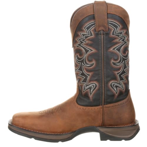 Durango Botas patrióticas de meter con bandera occidental para hombre, color marrón, chocolate y medianoche, 41 EU