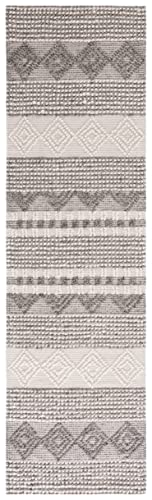 Safavieh Natura Collection Runner Rug - 2'3" X 16', Grey & Ivory, Handmade Moroccan Boho Tribal Wool & Cotton, Ideal For High Traffic Areas In Living Room, Bedroom (Nat102A) #TOP1