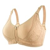 Necalisi Dirndl Damen BH mit reißverschluss vorne hellgelb Damen BHS Spitzen BH ohne Bügel für Damen Abnehmbare Gepolstert Elegant Soft Bra BH Grosse grössen 105C