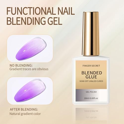 Finger Secret Blended Glue - Premium Gel Nail Polish Thinner for Seamless Blending Color Ombre Mixing Glitter Blend Sequin,18ml Gel Nail Polish for DIY Nail Designers & Manicure Salons