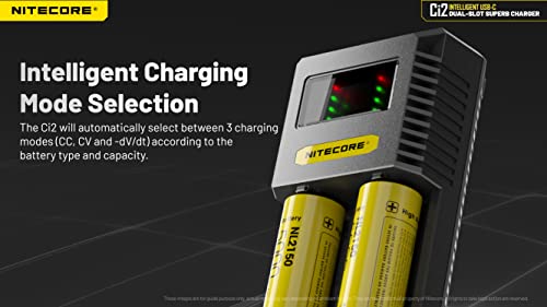 Nitecore CI2 2 Bay Universal Battery Charger Support 16340 14500 18650 21700 Lithium Ion Aa Aaa Ni-Mh Ni-Cd thumb #6