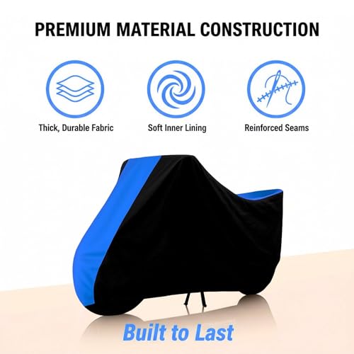 Image of Motorcycle Bike Body Cover for Outdoor Use - Heavy Fabric Water Resistant Two Wheeler Cover with UV, Dust & Rain Protection Compatible for Splendor Plus XTEC