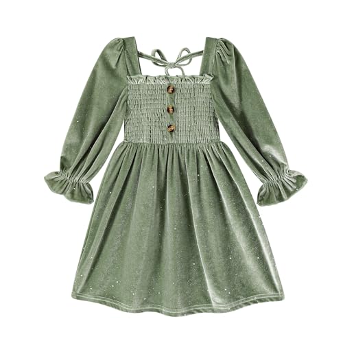 Image of Happy Town Toddler Girl Dress Long Sleeve Play Wear Dress Baby Solid Color Casual Fall Winter Clothes