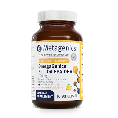 Metagenics OmegaGenics Fish Oil EPA-DHA 720 mg - High Potency Omega-3 Supplement* - Supports Heart, Joint, Brain & Immune Health* - Sustainably Sourced, Purity-Tested Fish Oil - 60 Softgels