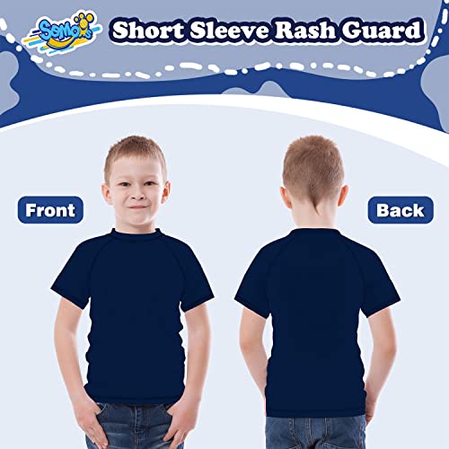 Image of Semois Boys Rash Guard Swim Shirt Short Sleeve Swimwear Toddler Kids Youth Rashguard Water Shirt UPF+ 50 Quick Dry Shirt