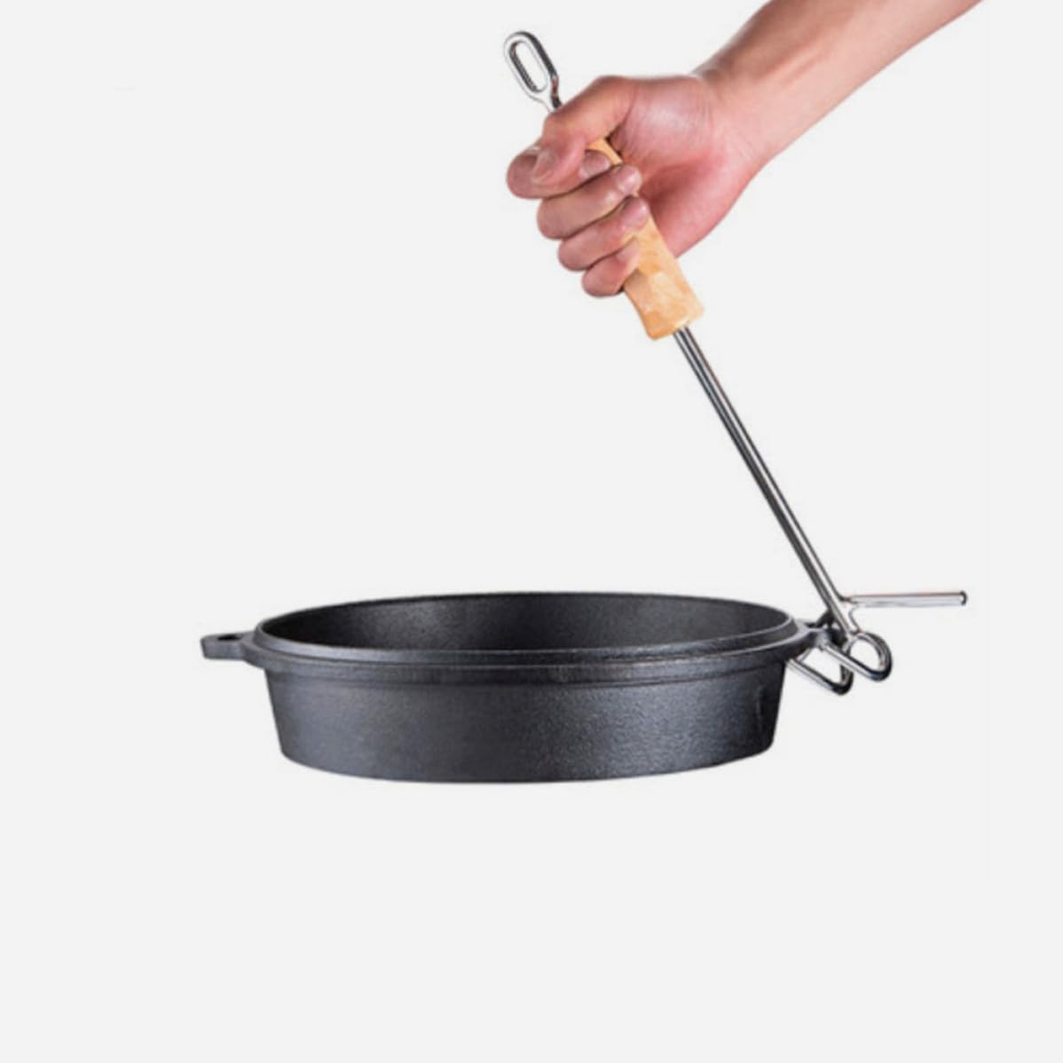Luxshiny Stainless Steel Double Hook Pot Lid Lifter for Camping and BBQ