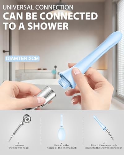 Image of Enemas Anal Douches Anti Backflow-Enema Bulb and Anal Cleaner for Men & Women, Reusable Douche Bottle for Women - Shower-Compatible Cleaner for Men, Easy to Use & Travel Friendly,Blue