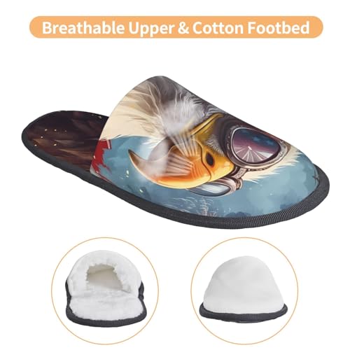 Bald Eagle Pilot Print Women Slippers Home Furry Shoes Keep Men Couples Shoes Warm For Women-4