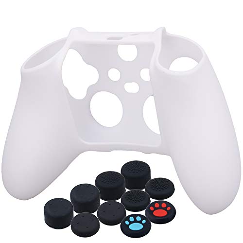 41fnEK3nrDL YoRHa Épaissi Silicone Housse Silicone Couverture Skin Peau Coques Cas pour Xbox Series X/S Manette x 1 (Blanc) avec Thumb Grip x 10