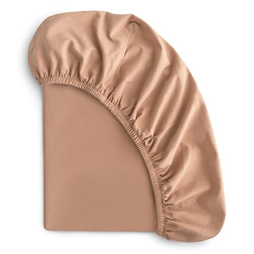 Image of mushie Stretchy & Soft Crib Sheet | Fitted 28" x 52" (Natural)