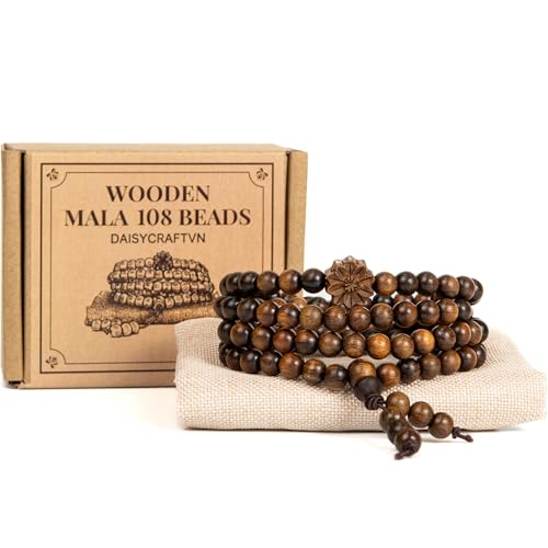DAISYCRAFTVN 108 Mala Beads Prayer Beads Wooden Bead Bracelet Meditation Accessories Bead Bracelet Men Natural Wood Bead Chain (6mm)