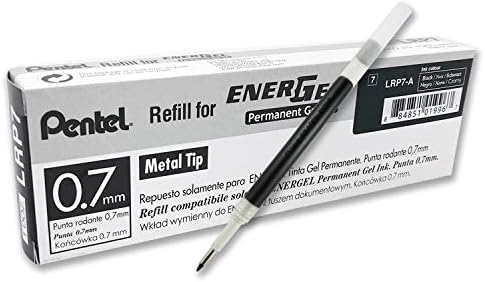 Pentel Refill Ink - For EnerGel PRO Permanent Gel Pen, (0.7mm) Medium Line, Black Ink - LRP7-A