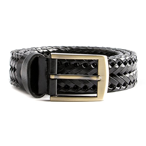 Men Braided Woven Genuine Leather Casual and Dress Belt 35mm wide2