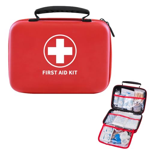 Primeros Auxilios Portátil Bolsa, 228 Piezas Kit Primeros Auxilios Completo, Para Hogar, Viajar, Camping, Aire Libre, 22 * 16 * 8.5cm (Rojo)