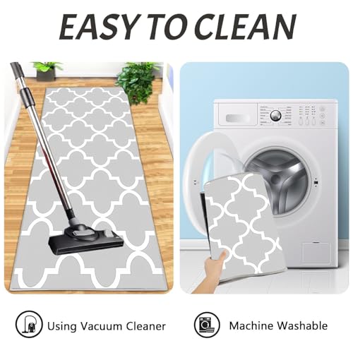 Alfombrillas de cocina lavables y duraderas con base de seguridad antideslizante gris carbón 7