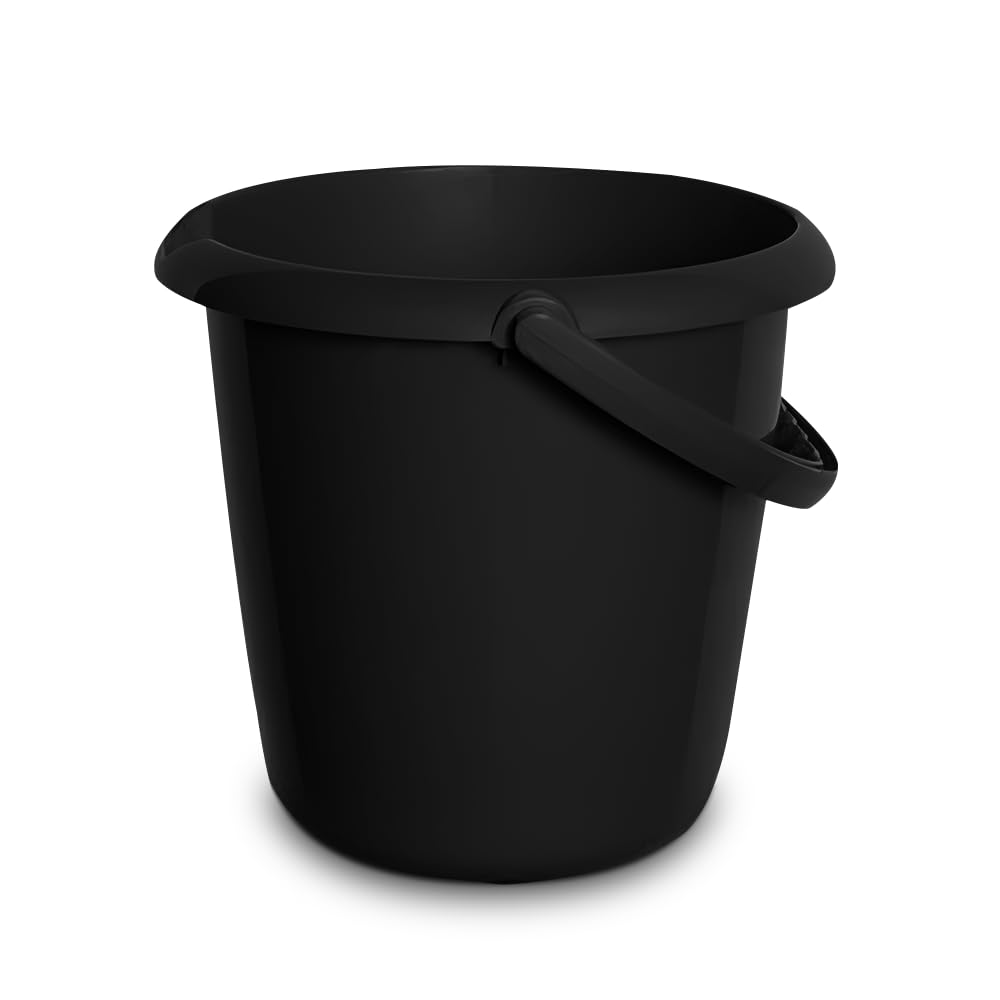 Concept4u Black Handy Builders Buckets Heavy Duty Bucket With Handle & Pouring Spot 5L Bath Bucket Flexi For Home Laundry Garden General Purpose