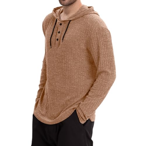 Wankang Knitted Hoodies for Man Quarter Button Up Hoodie Pullover Casual Long Sleeve Sweatshirt Trendy Drawstring Sweatshirts2